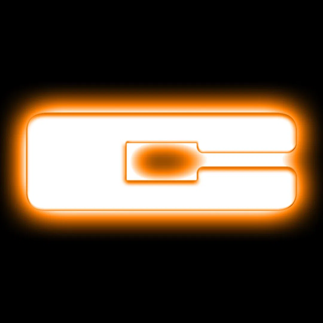 3140-C-005 – ORACLE LIGHT Emblem, Illuminated LED Letter Badge Letter C Matte White 3-3/4 Inch x 1.4 Inch Amber LED